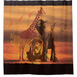 Cortina Para Box Animais Africanos (girafa, leão, zebra, elefante)