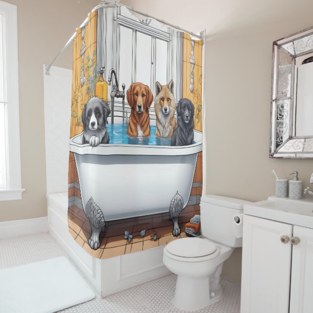 Cortina Para Box Animais engraçados no banho (In Situ)