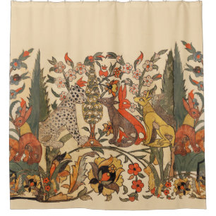 CORTINA PARA BOX ANIMAIS FLORESTAIS, LEOPARDOS, JACKALS, COELHOS, F