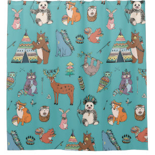Cortina Para Box Animais tribais: padrão florestal da floresta.