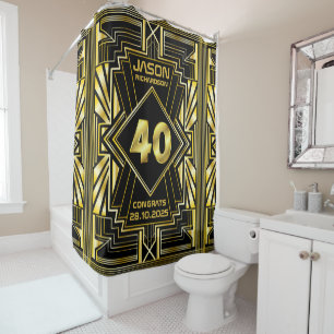 Cortina Para Box aniversário de 40 anos Art Deco Dourado Excelente