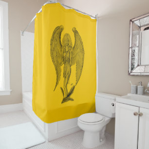 Cortina Para Box Anjo, Arte Lápis, design amarelo