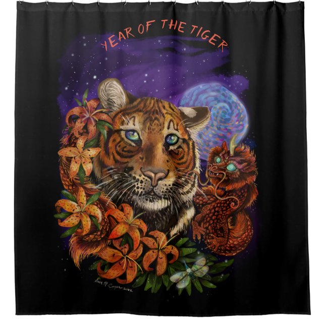 Cortina Para Box Ano Chinês do Tigre Fleece Blanket (Frente)