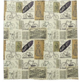 Cortina Para Box Antigos Bicicletas e Colagem de Anúncio Ciclista