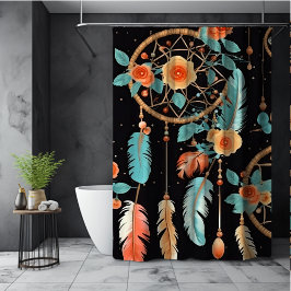 Cortina Para Box Apoiador de sonhos caprichoso boho floral escuro p