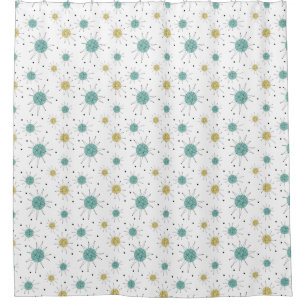 Cortina Para Box Aqua Azul Amarelo Franciscan Starburst Meados do S
