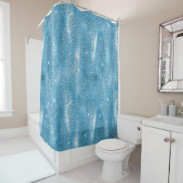 Cortina Para Box Aqua Blue Glam Glitter Folhas tropicais