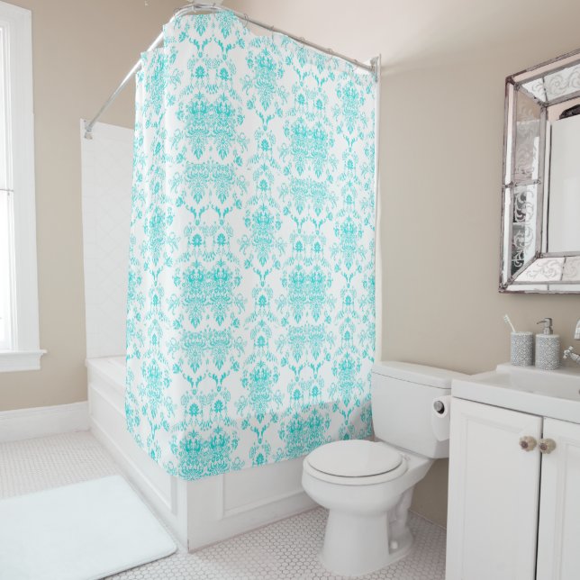 Cortina Para Box Aqua Damask (In Situ)