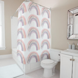 Cortina Para Box Aquarela Arco-Íris Cores Mudas Boho Chic