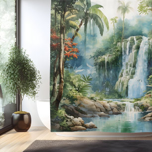 Cortina Para Box Aquarela Cachoeira na Selva Maia
