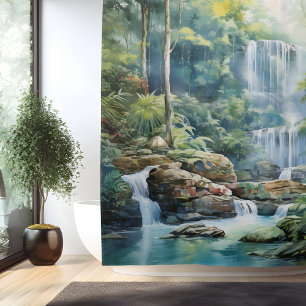 Cortina Para Box Aquarela Cachoeira na Selva Maia