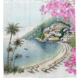 Cortina Para Box Aquarela da Costa Amalfitana