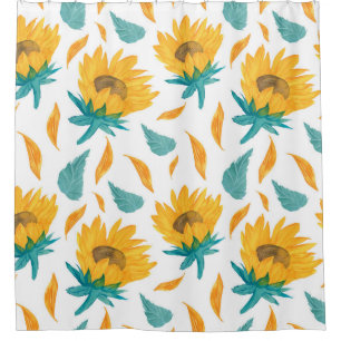 Cortina Para Box Aquarela Girassóis: Impressão de Verão