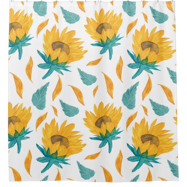 Cortina Para Box Aquarela Girassóis: Impressão de Verão (Frente)