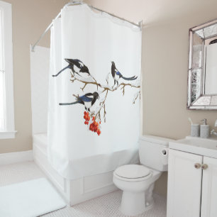 Cortina Para Box Aquarela Magpies Garden Bird Willife Art