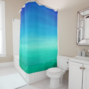 Cortina Para Box Aquarela Oceano Verde Azul Beachê Tropical