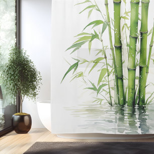 Cortina Para Box Aquarela Zen Bambu Harmonia