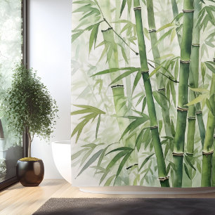 Cortina Para Box Aquarela Zen Bambu Harmonia