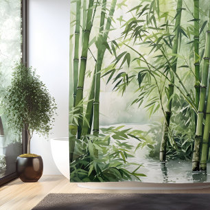 Cortina Para Box Aquarela Zen Bambu Harmonia