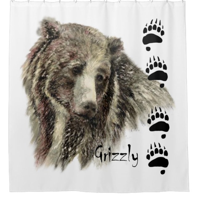 Cortina Para Box Aquarelas Cinzzly Bear Animal Art (Frente)