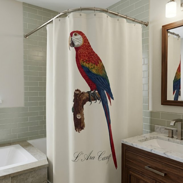 Cortina Para Box Arara-vermelha, Ara macao (Scarlet Macaw or Red-Breasted Macaw, Ara macao. Shower Curtain)