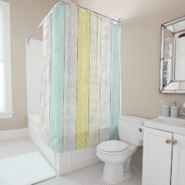 Cortina Para Box Arco Geométrico Rustic Mint & Yellow Boho