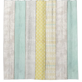 Cortina Para Box Arco Geométrico Rustic Mint & Yellow Boho