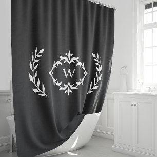 Cortina Para Box Aro de Inicial Personalizado Preto e Branco com Mo