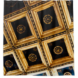 Cortina Para Box Arquitetura negra e Dourada