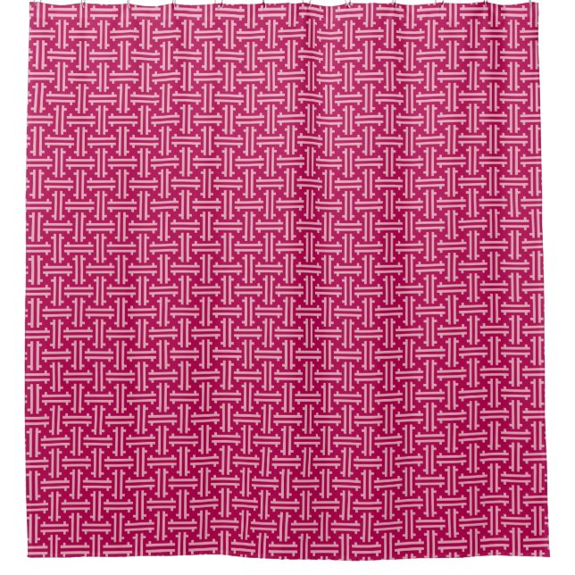 Cortina Para Box Art Deco Chinês Fret, Fuchsia Rosa (Frente)