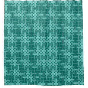 Cortina Para Box Art Deco Chinês Fret, Turquoise e Aqua