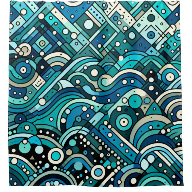 Cortina Para Box "Art Deco Ocean Waves" (Frente)
