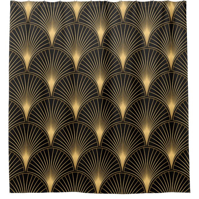 Cortina Para Box Art Deco Pattern. Serralheiro preto sem costura e  (Frente)
