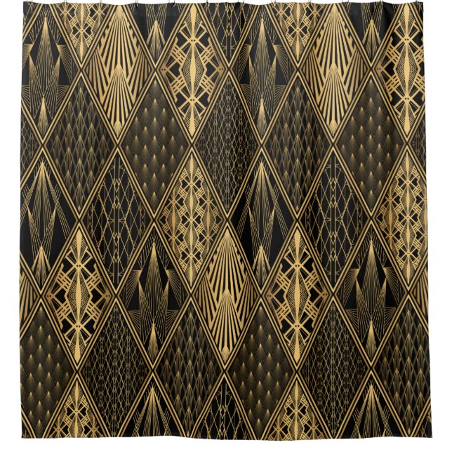 Cortina Para Box Art Deco Pattern. Serralheiro preto sem costura e  (Frente)