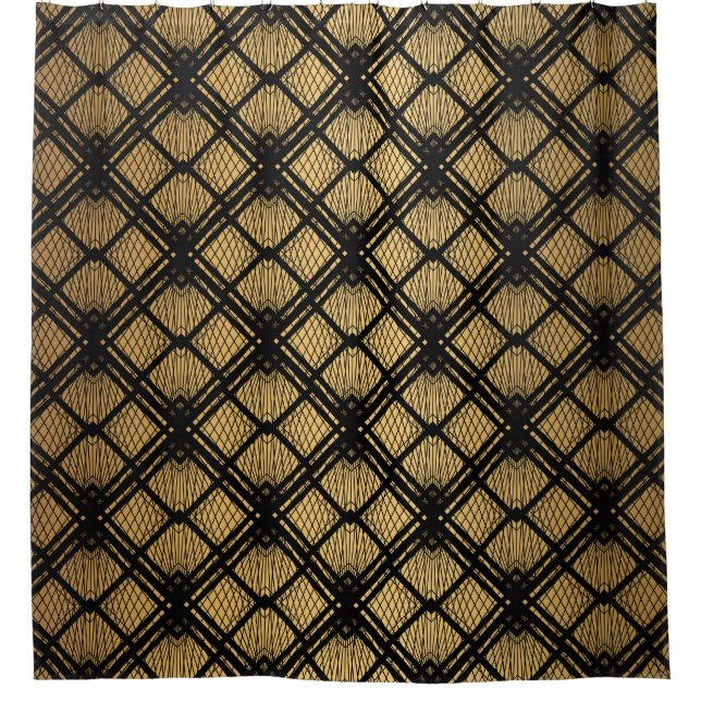 Cortina Para Box Art Deco Pattern. Serralheiro preto sem costura e  (Frente)