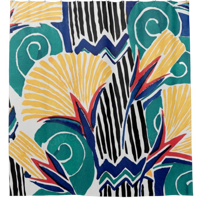 Cortina Para Box Art Nouveau design botânico (Frente)