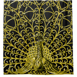 Cortina Para Box Art Nouveau Dourado Peacock