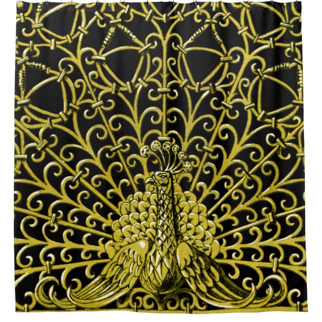Cortina Para Box Art Nouveau Dourado Peacock (Frente)