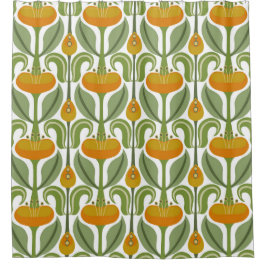Cortina Para Box Art Nouveau Estilizado Tulips Laranja