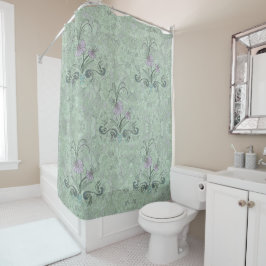 Cortina Para Box Art Nouveau Floral Pale Sage Dusty Lilac