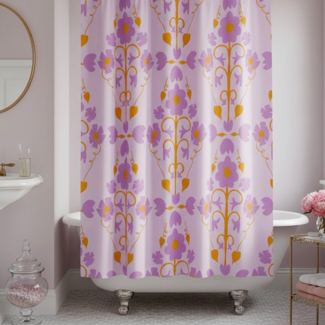 Cortina Para Box Art Nouveau Floral Soft Roxo (Where steam meets style, your daily escape. So go ahead and make it beautiful with this curtain.)