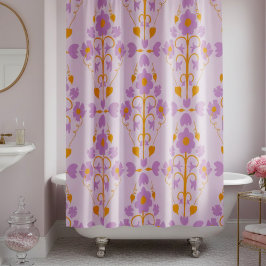 Cortina Para Box Art Nouveau Floral Suave Roxo