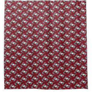 Cortina Para Box Art Nouveau Floral, vermelho e rosa preto, design