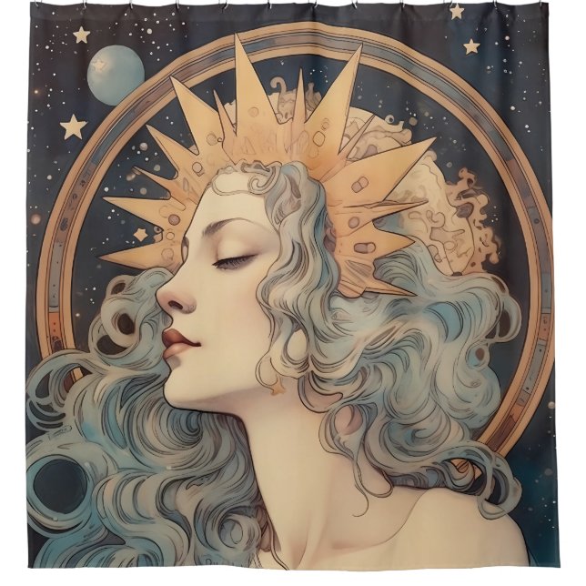 Cortina Para Box Art Nouveau Style Moon Stars Princesa (Frente)