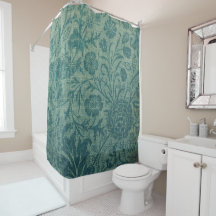 art Nouveau,teal,estilo William Morris, floral,chi