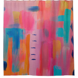 Cortina Para Box Arte Abstrato a negrito em Pinks e Blues