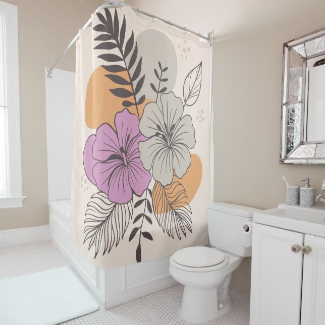 Cortina Para Box Arte Botânica de Paraíso Tropical, Boho (In Situ)