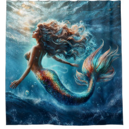 Cortina Para Box Arte colorida de cauda da sereia do oceano místico