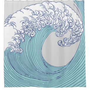 Cortina Para Box Arte de onda de surf Ukiyo-e japonês vintage da co