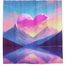 Arte de Paisagem do Pôr do Sol do Coração & Montan